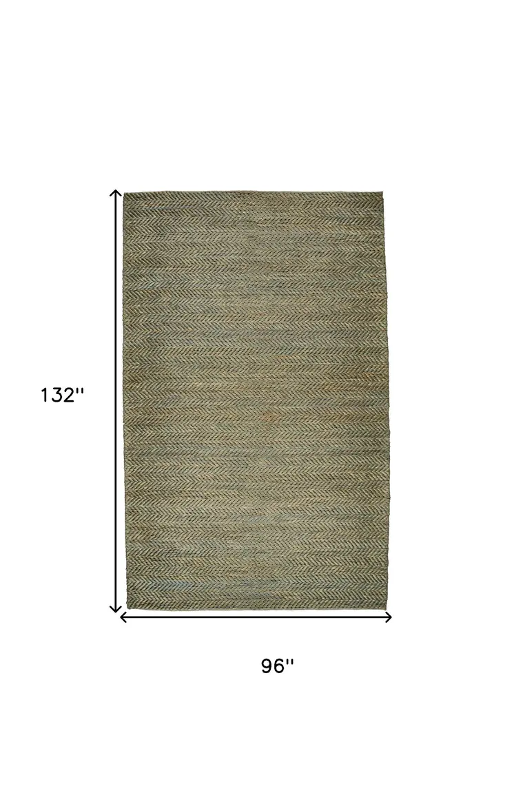 8' X 11' Green Gray And Tan Hand Woven Area Rug