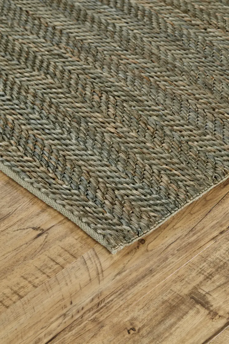 8' X 11' Green Gray And Tan Hand Woven Area Rug
