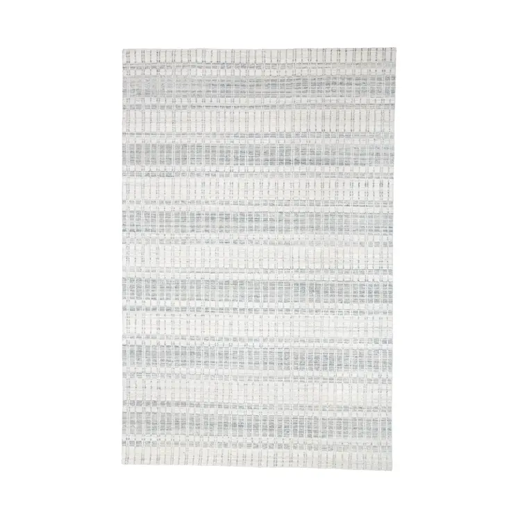 2' X 3' Ivory And Blue Striped Hand Woven Area Rug