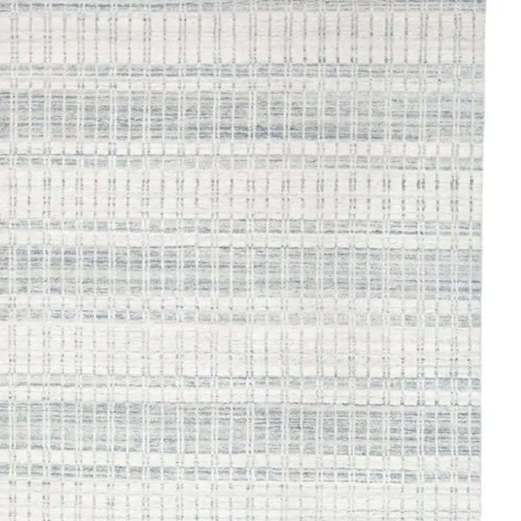 2' X 3' Ivory And Blue Striped Hand Woven Area Rug