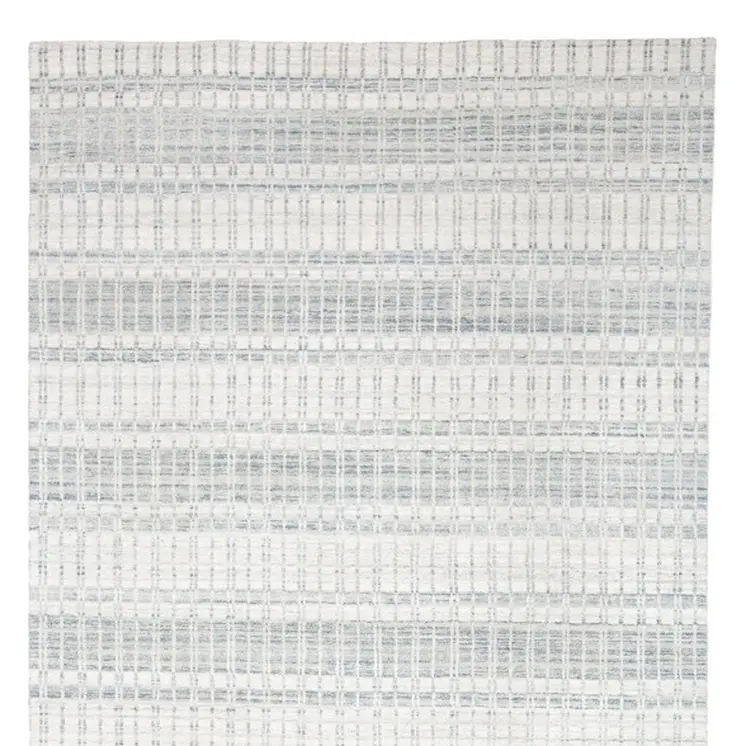 2' X 3' Ivory And Blue Striped Hand Woven Area Rug