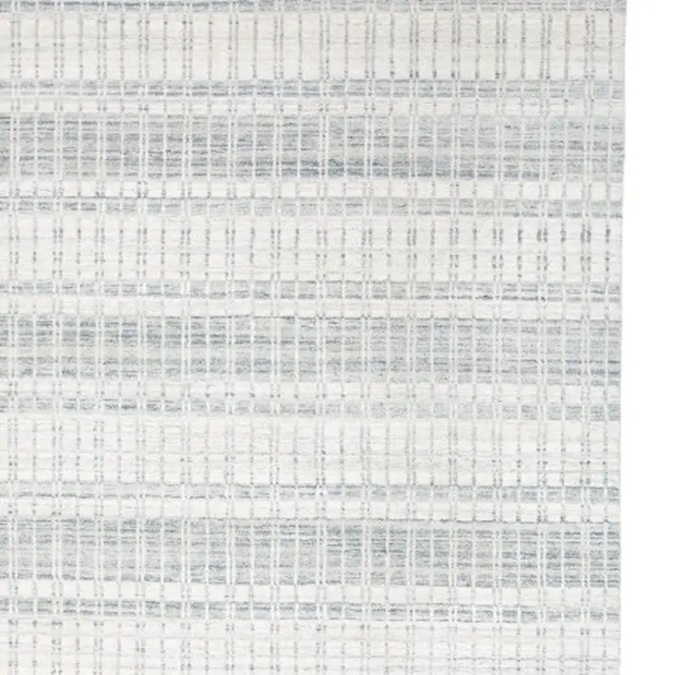 2' X 3' Ivory And Blue Striped Hand Woven Area Rug