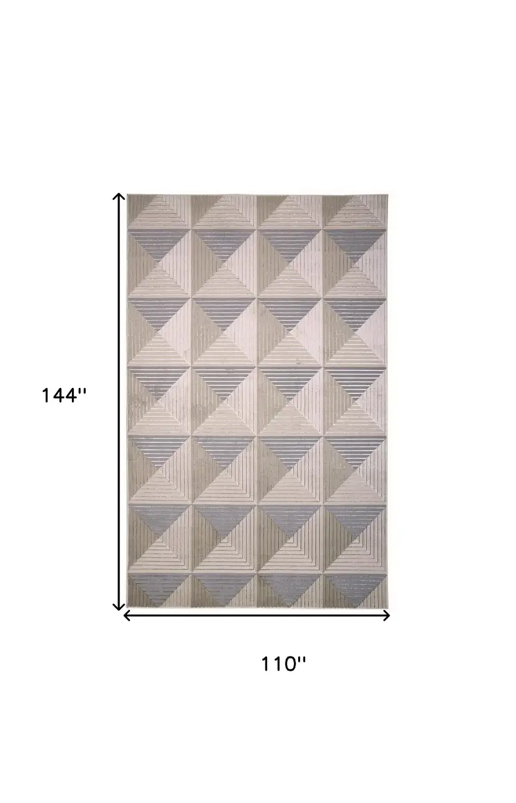 9' X 12' Beige Gray And Ivory Geometric Area Rug
