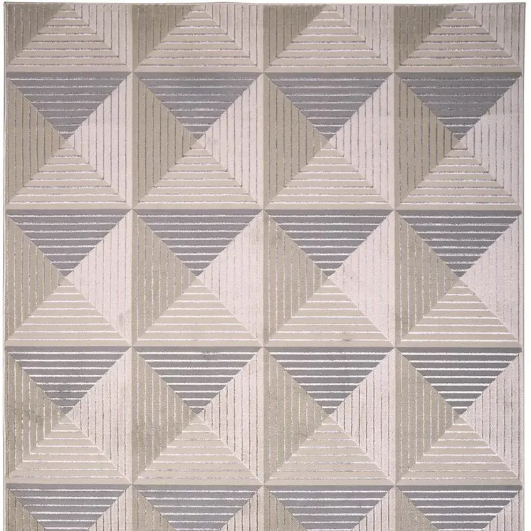 8' X 11' Beige Gray And Ivory Geometric Stain Resistant Area Rug