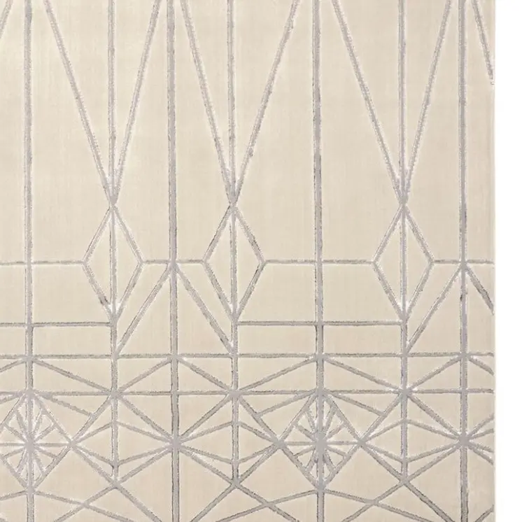 8' X 11' Gray and White Geometric Non Skid Area Rug