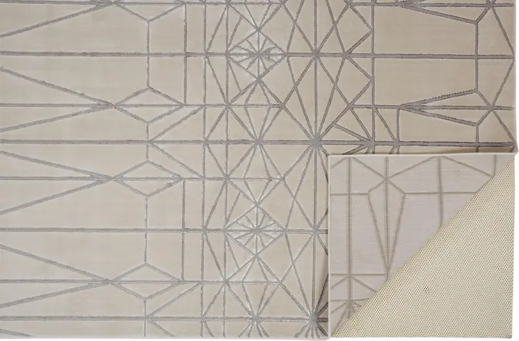 8' X 11' Gray and White Geometric Non Skid Area Rug
