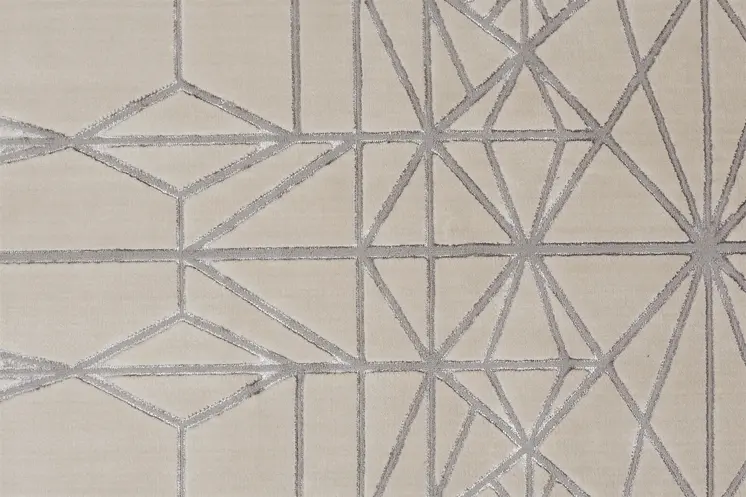 8' X 11' Gray and White Geometric Non Skid Area Rug