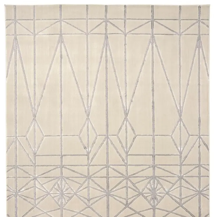 8' X 11' Gray and White Geometric Non Skid Area Rug