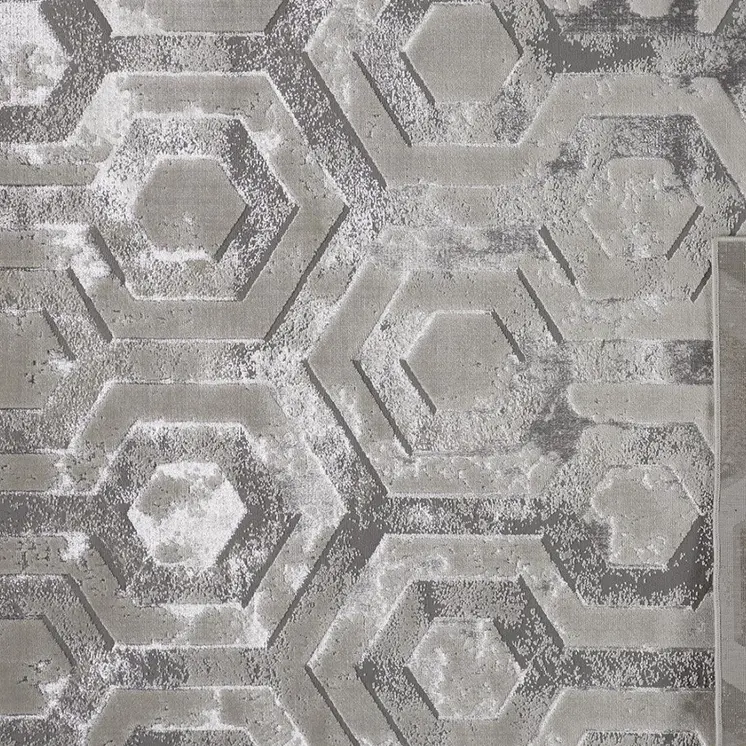 4' X 6' Gray Abstract Non Skid Area Rug