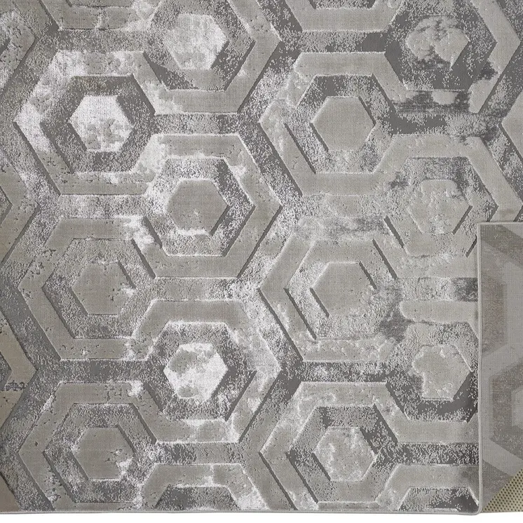 4' X 6' Gray Abstract Non Skid Area Rug