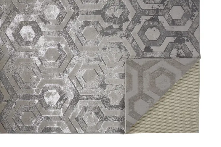 4' X 6' Gray Abstract Non Skid Area Rug