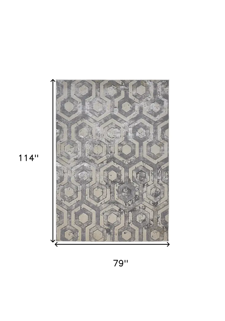 7' X 10' Gray Abstract Non Skid Area Rug