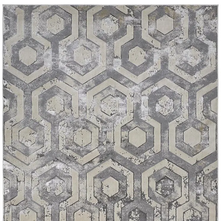 9' X 12' Gray Taupe And Silver Abstract Area Rug