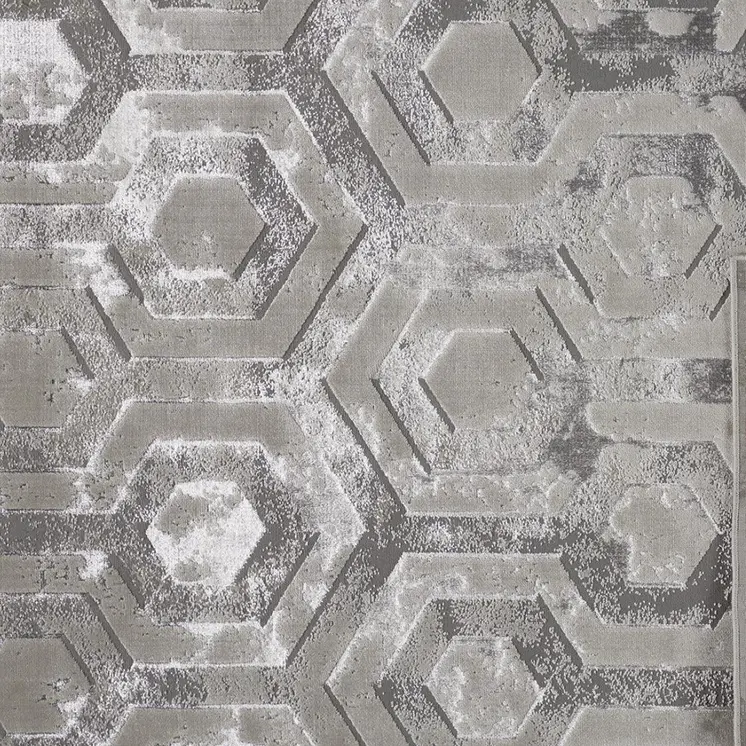 9' X 12' Gray Taupe And Silver Abstract Area Rug