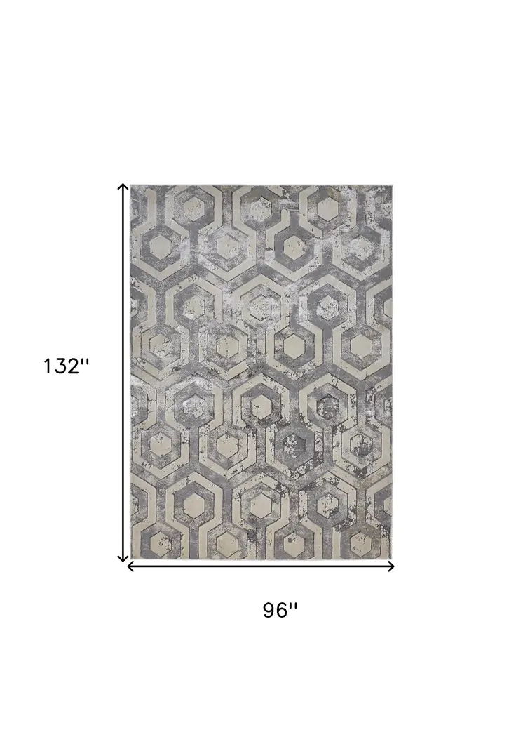 8' X 11' Gray Abstract Non Skid Area Rug