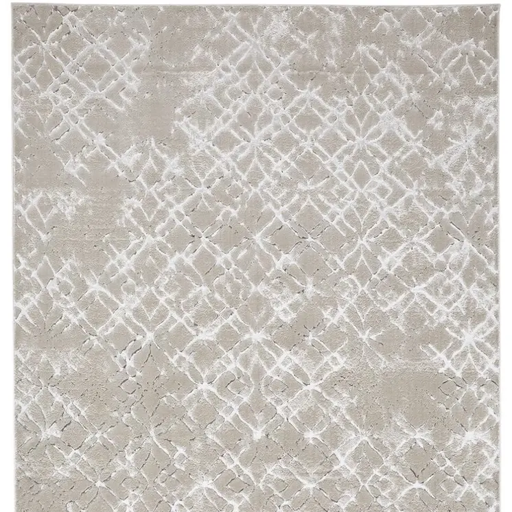 4' X 6' Silver and Gray Abstract Non Skid Area Rug