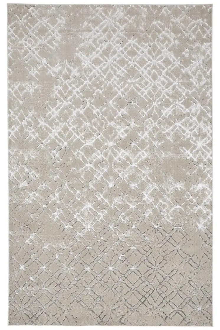 4' X 6' Silver and Gray Abstract Non Skid Area Rug