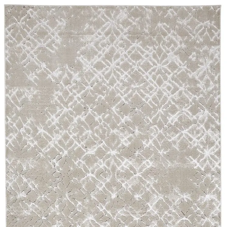 7' X 10' Silver and Gray Abstract Non Skid Area Rug