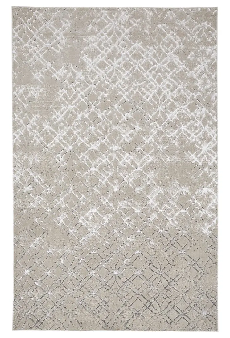 7' X 10' Silver and Gray Abstract Non Skid Area Rug