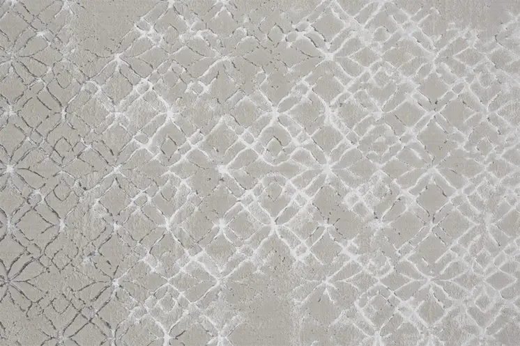 8' Silver Gray And White Abstract Stain Resistant Runner Rug