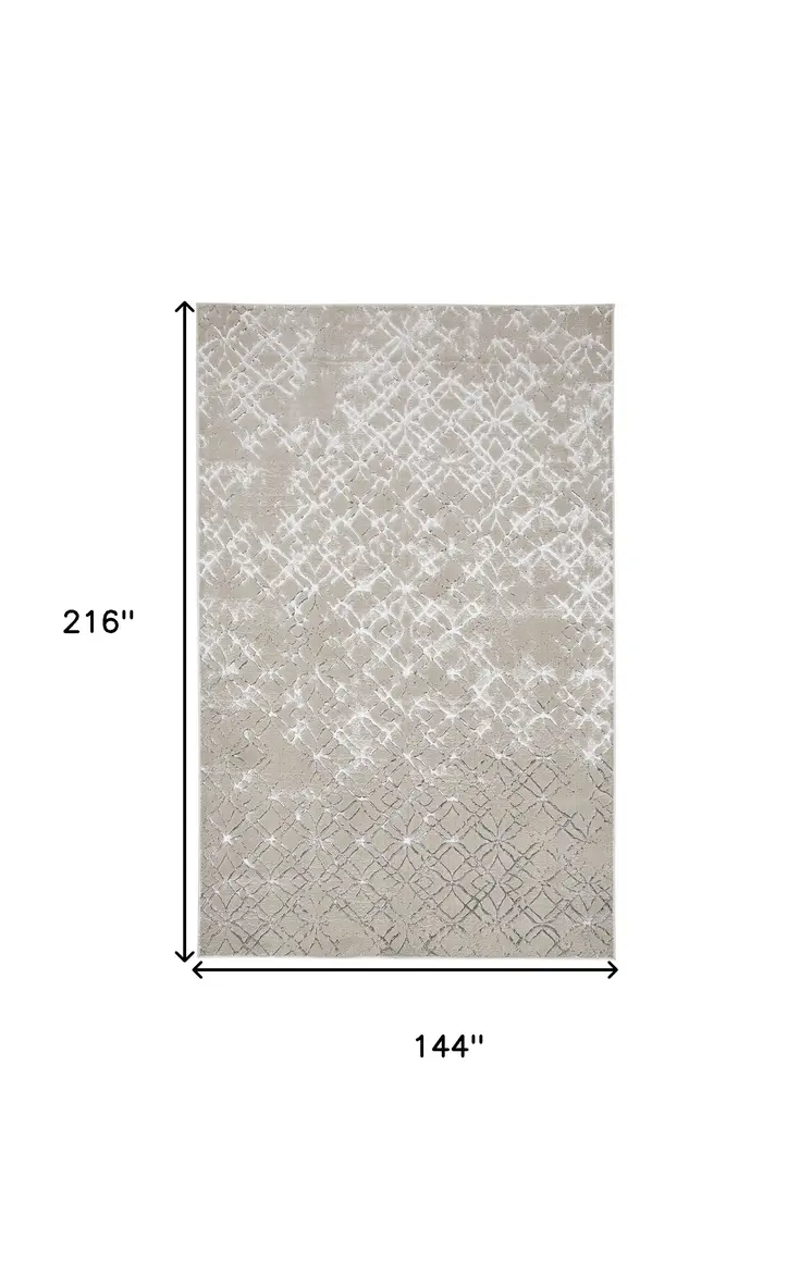 12' X 18' Silver Gray And White Abstract Area Rug