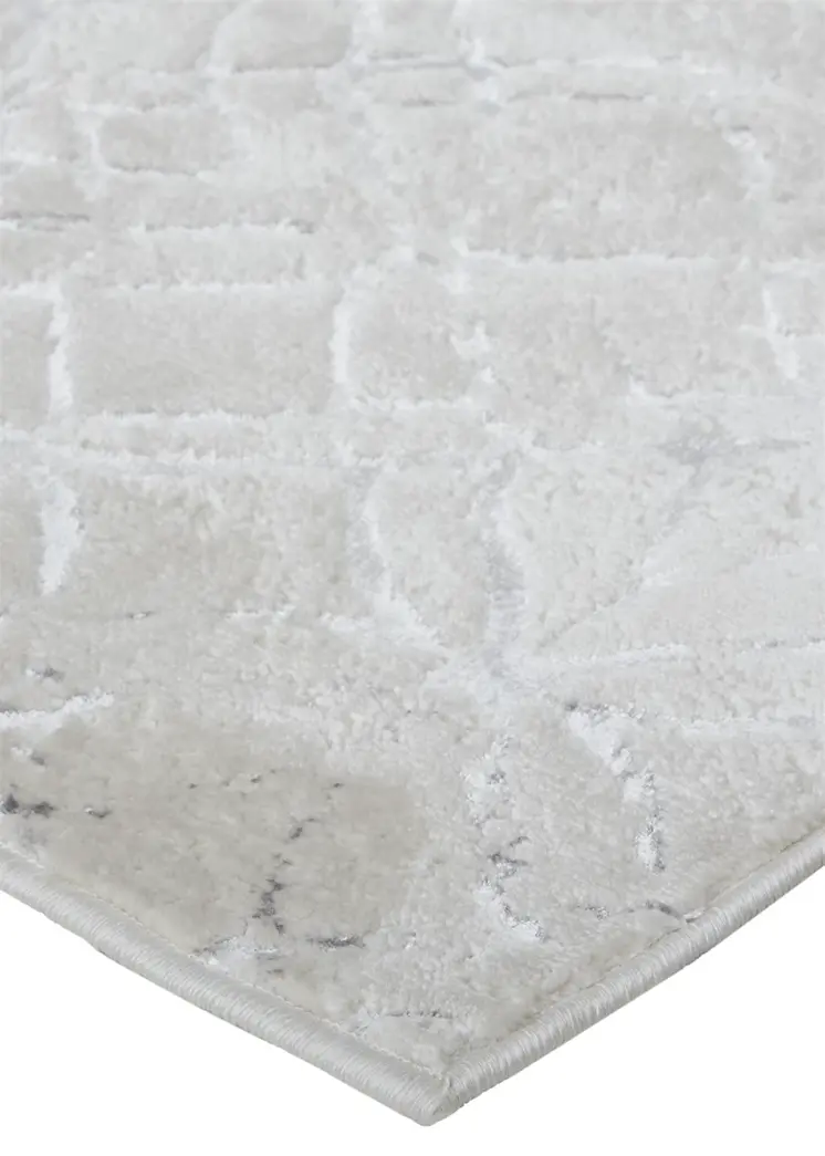 12' X 18' Silver Gray And White Abstract Area Rug