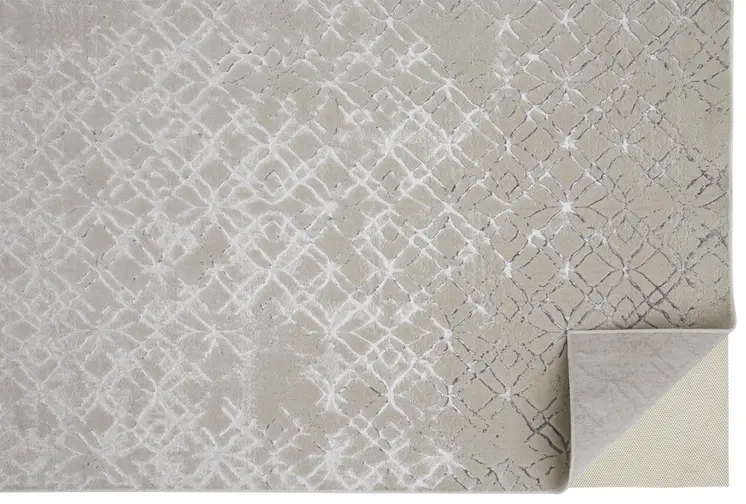 12' X 18' Silver Gray And White Abstract Area Rug