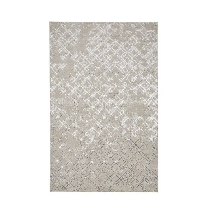 2' X 3' Silver Gray And White Abstract Stain Resistant Area Rug