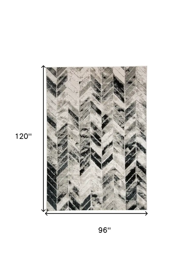 8' X 10' Gray and Black Geometric Non Skid Area Rug