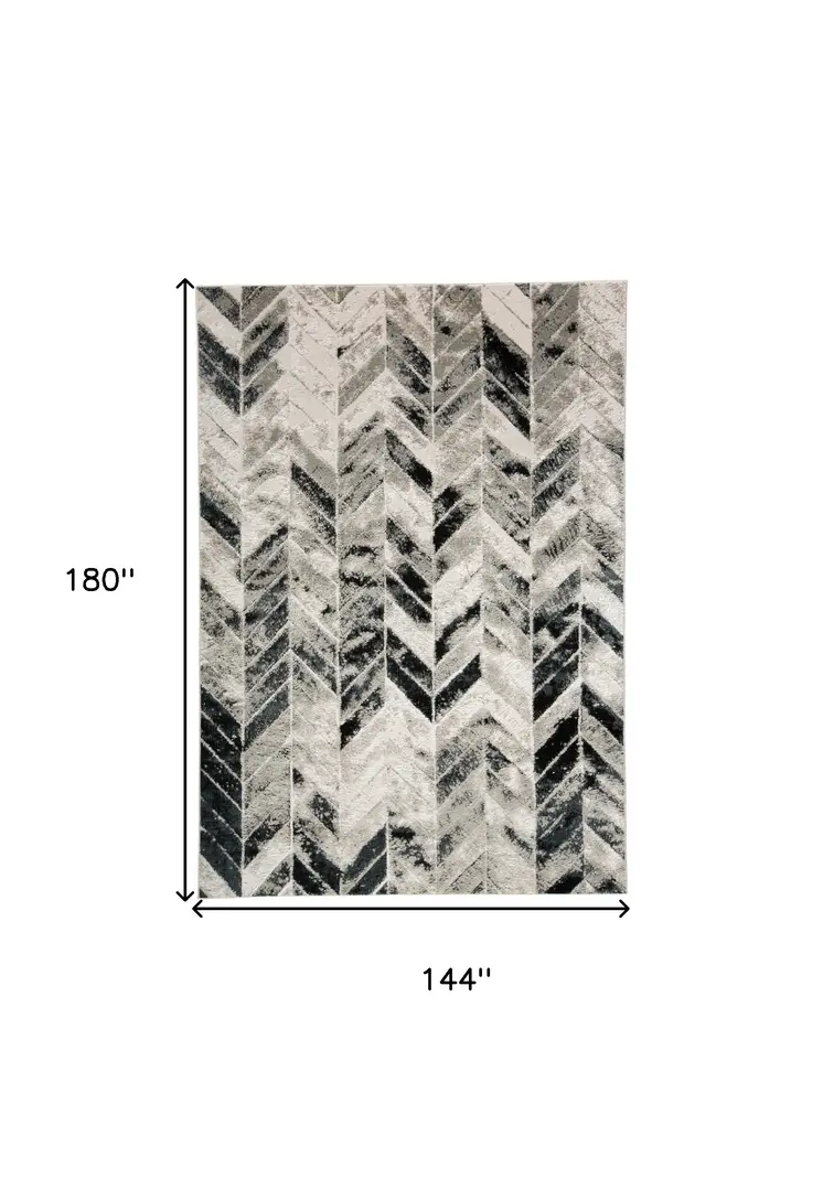 12' X 15' Black Gray And Silver Geometric Stain Resistant Area Rug