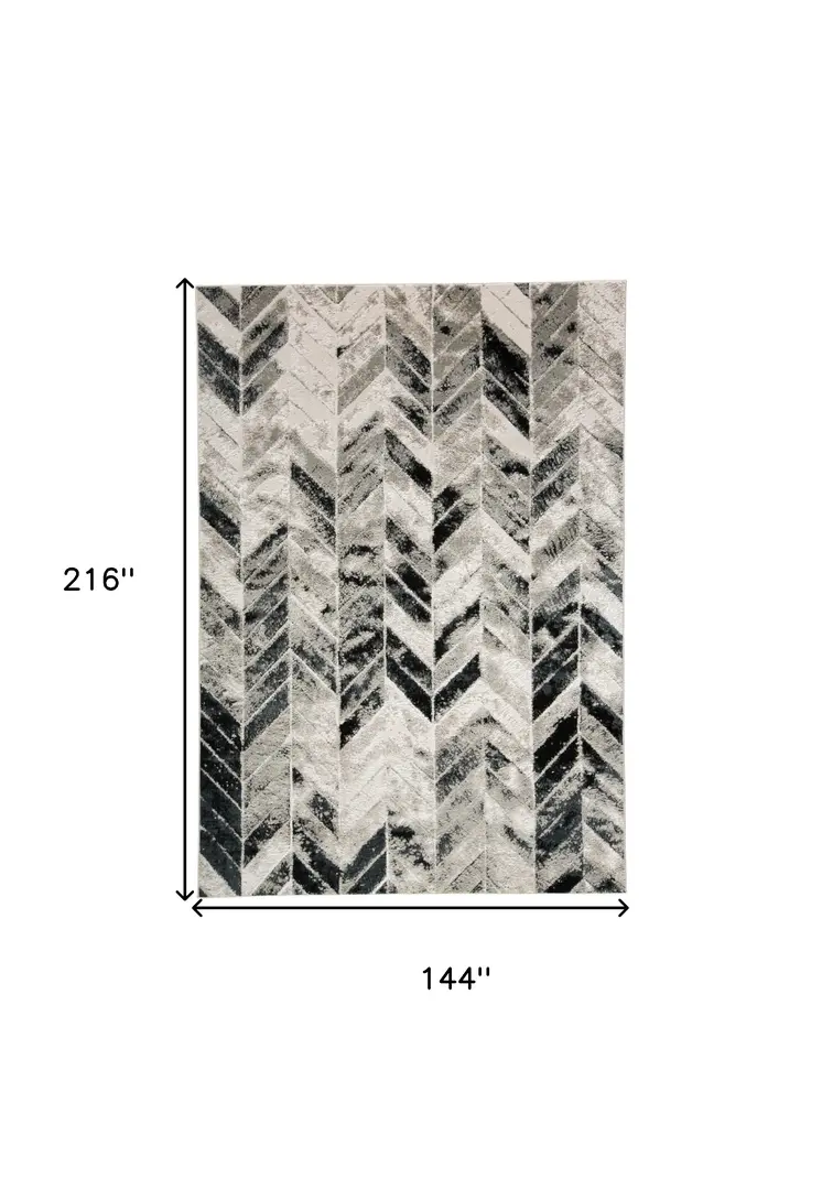 12' X 18' Black Gray And Silver Geometric Area Rug