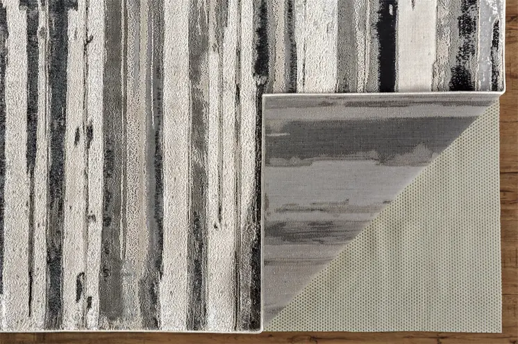 4' X 6' Black and Silver Abstract Non Skid Area Rug