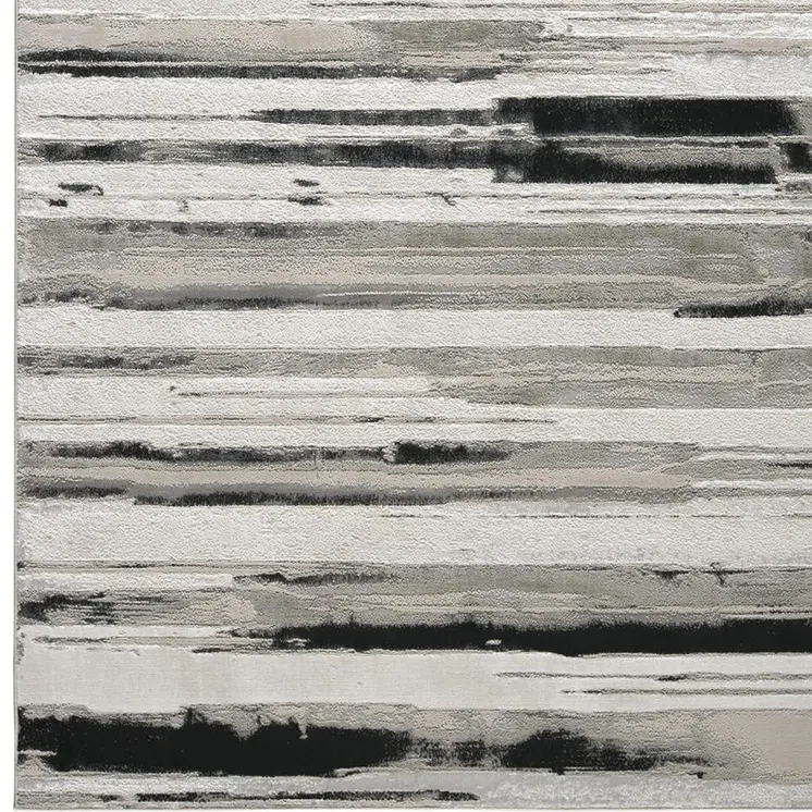5' X 8' Black and Silver Abstract Non Skid Area Rug