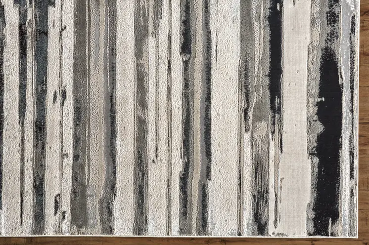 5' X 8' Black and Silver Abstract Non Skid Area Rug
