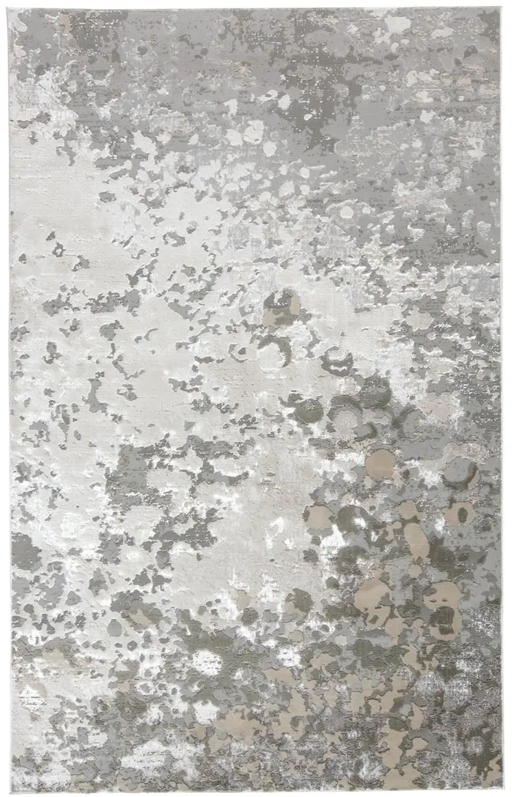 8' X 10' Silver and Gray Abstract Non Skid Area Rug