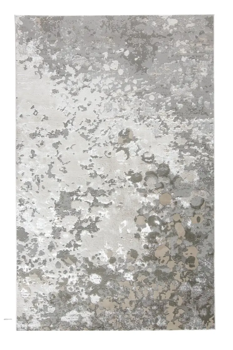 8' X 10' Silver and Gray Abstract Non Skid Area Rug
