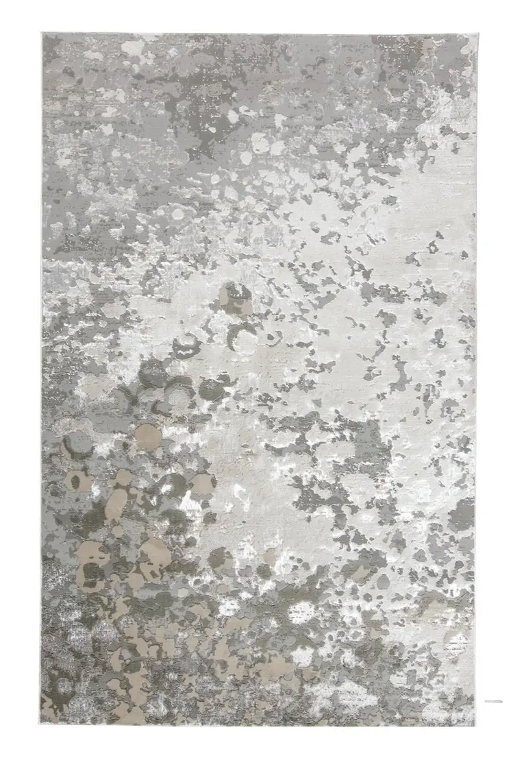 8' X 10' Silver and Gray Abstract Non Skid Area Rug