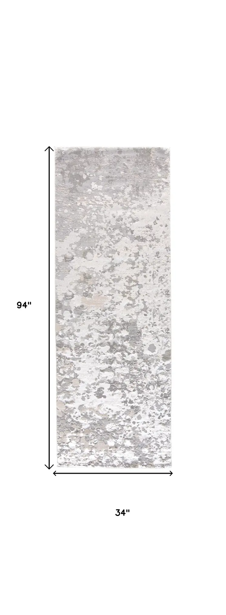 8' Gray and Silver Abstract Power Loom Runner Rug