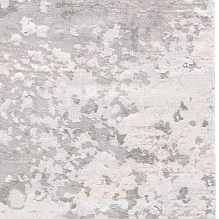 8' Gray and Silver Abstract Power Loom Runner Rug