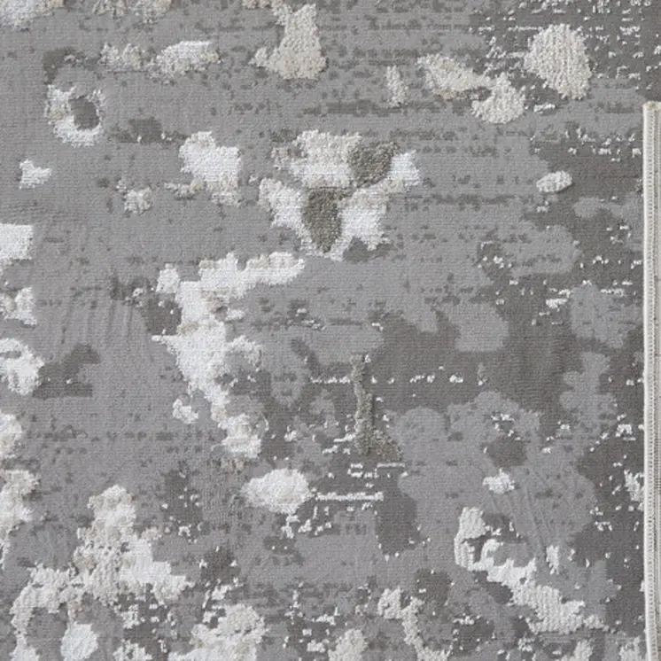 12' X 18' Silver Gray And White Abstract Area Rug