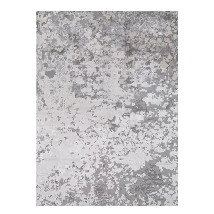 12' X 18' Silver Gray And White Abstract Area Rug
