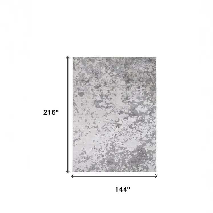 12' X 18' Silver Gray And White Abstract Area Rug