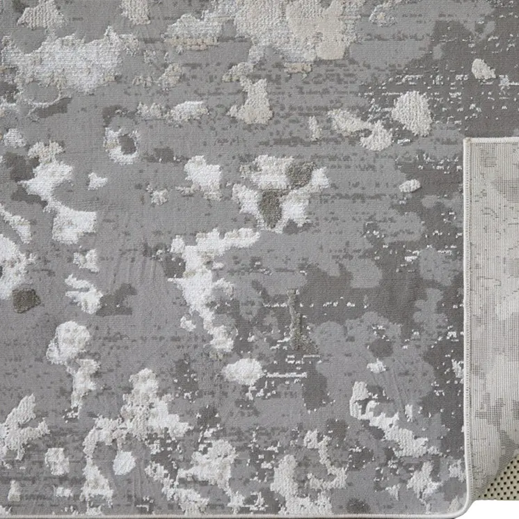 12' X 18' Silver Gray And White Abstract Area Rug