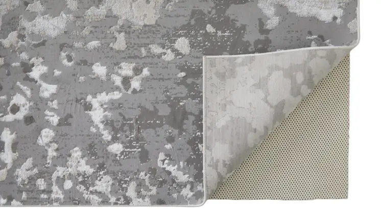 12' X 18' Silver Gray And White Abstract Area Rug