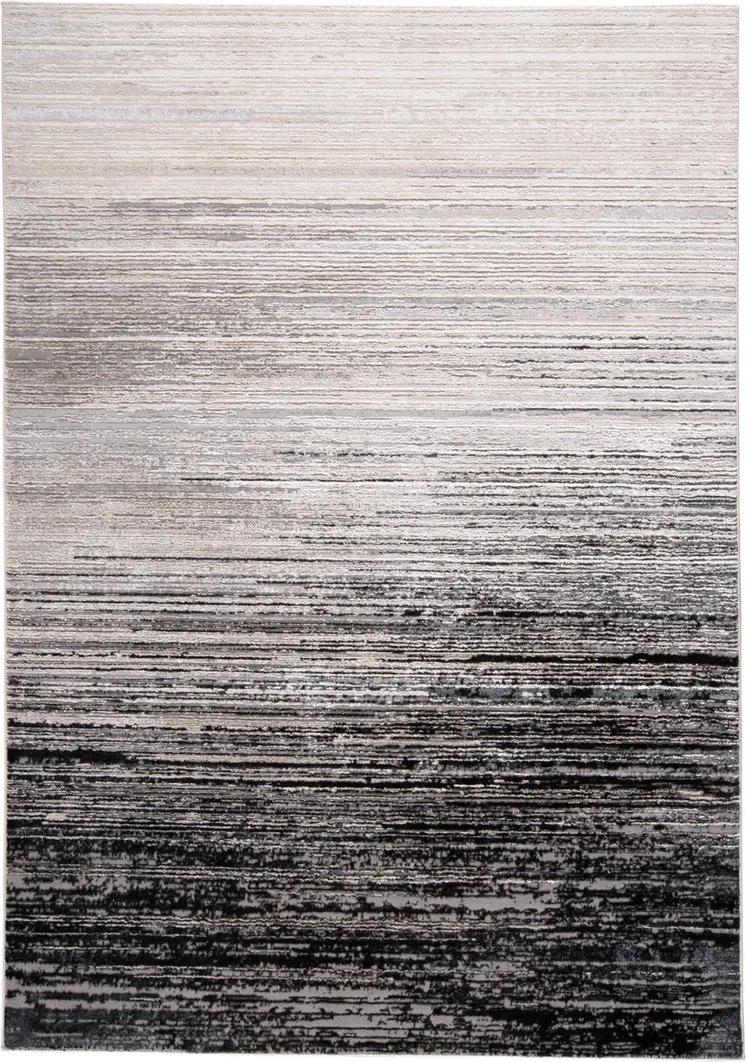 5' X 8' Beige and Black Abstract Non Skid Area Rug