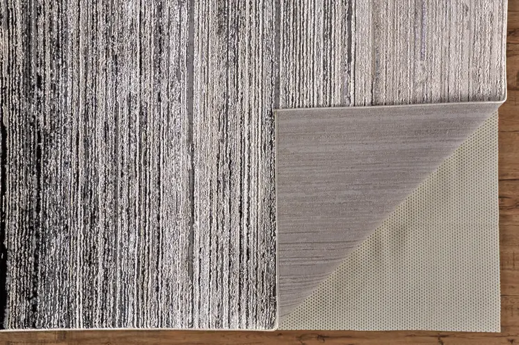 5' X 8' Beige and Black Abstract Non Skid Area Rug
