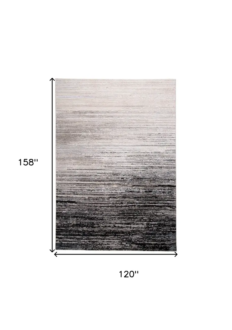 10' X 13' Black And Dark Gray Abstract Stain Resistant Area Rug