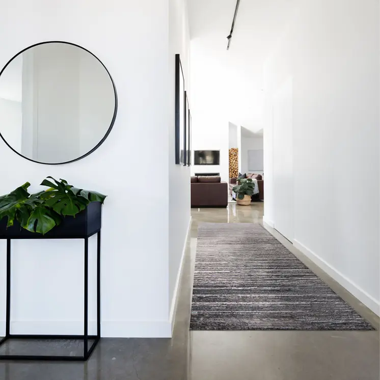 8' Black Silver And Gray Abstract Runner Rug