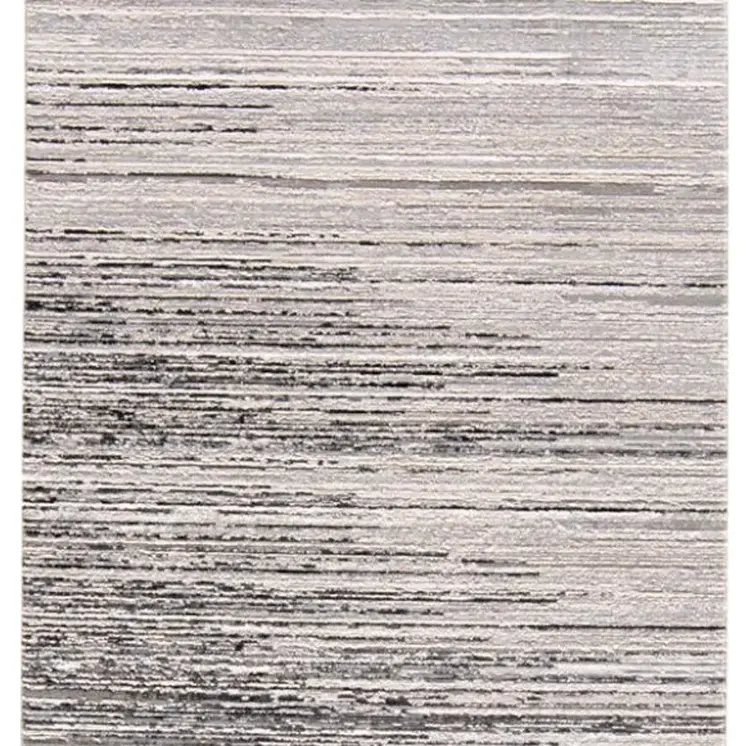 8' Black Silver And Gray Abstract Runner Rug