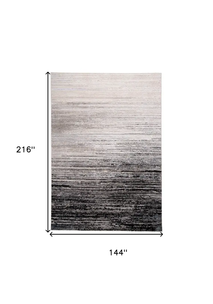 12' X 18' Black And Dark Gray Abstract Area Rug